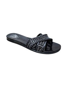 Vince Camuto Erindra Jelly Slip On Slide Studded Crisscross Sandals Black Size 8